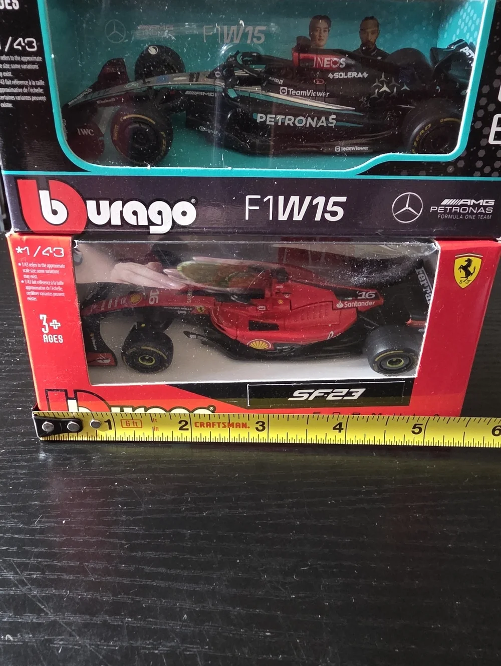 Bburago Diecast 1:43 Mercedes-AMG Petronas F1 & 2023 Ferrari SF-23 Formula 1